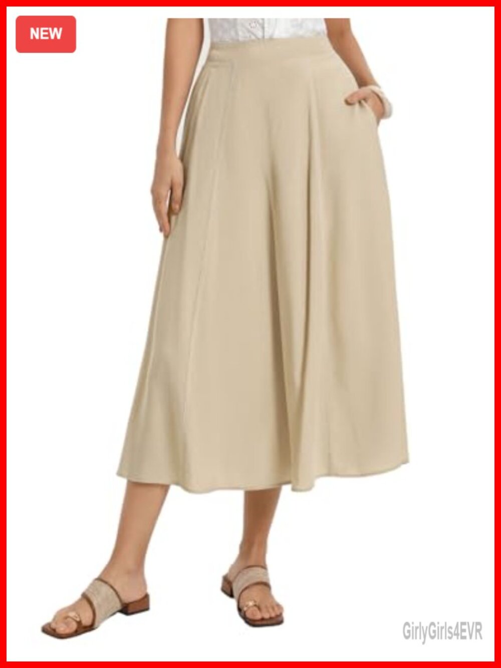 Linen Blend High Waist A-Line Flowy Long Skirt with Pockets